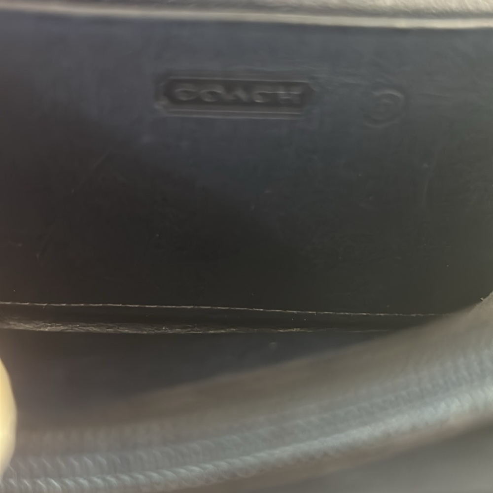 Coach Rare Vintage Tribeca Dark Blue Leather with Attached Carabiner Clip - Picture 10 of 14